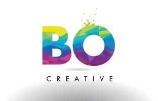 BO B O Colorful Letter Origami Triangles Design Vector. vector