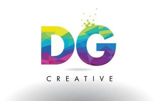 DG D G Colorful Letter Origami Triangles Design Vector. vector