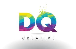 DQ D Q Colorful Letter Origami Triangles Design Vector. vector