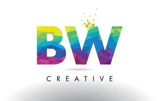 BW B W Colorful Letter Origami Triangles Design Vector. vector