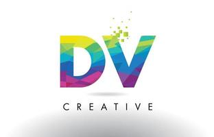 DV D V Colorful Letter Origami Triangles Design Vector. vector