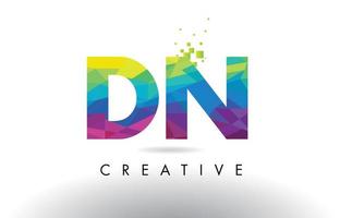 DN D N Colorful Letter Origami Triangles Design Vector. vector