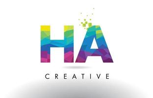 HA H A Colorful Letter Origami Triangles Design Vector. vector