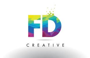 FD F D Colorful Letter Origami Triangles Design Vector. vector