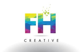 FH F H Colorful Letter Origami Triangles Design Vector. vector