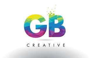 GB G B Colorful Letter Origami Triangles Design Vector. vector