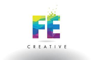 FE F E Colorful Letter Origami Triangles Design Vector. vector