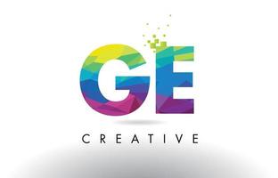 GE G E Colorful Letter Origami Triangles Design Vector. vector