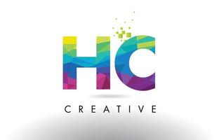 HC H C Colorful Letter Origami Triangles Design Vector. vector