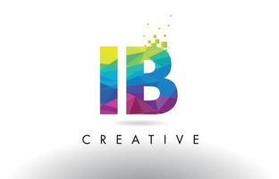 IB I B Colorful Letter Origami Triangles Design Vector. vector