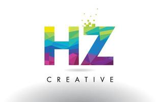 HZ H Z Colorful Letter Origami Triangles Design Vector. vector