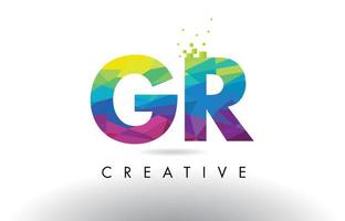 GR G R Colorful Letter Origami Triangles Design Vector. vector