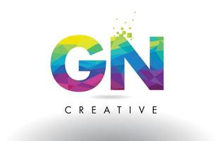 GN G N Colorful Letter Origami Triangles Design Vector. vector