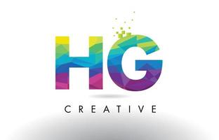 HG H G Colorful Letter Origami Triangles Design Vector. vector