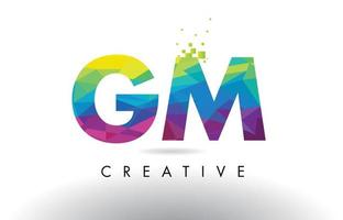 GM G M Colorful Letter Origami Triangles Design Vector. vector