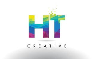 HT H T Colorful Letter Origami Triangles Design Vector. vector