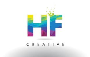 HF H F Colorful Letter Origami Triangles Design Vector. vector