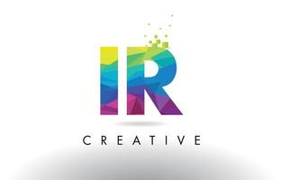 IR I R Colorful Letter Origami Triangles Design Vector. vector