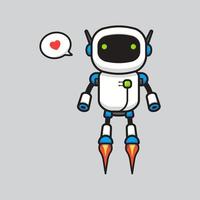 Cute robot flying isolated on grey vector