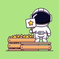 Cute astronaut selling his star vector