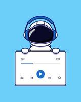 Cute astronaut with music player interface vector