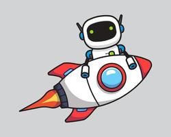 Cute robot with rocket technology vector