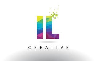 IL I L Colorful Letter Origami Triangles Design Vector. vector