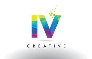 IV I V Colorful Letter Origami Triangles Design Vector. vector