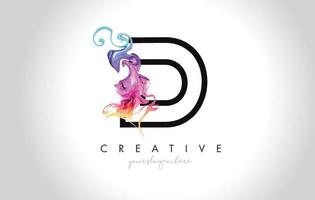 D Vibrant Creative Leter Logo Design with Colorful Smoke Ink Flowing Vector. vector