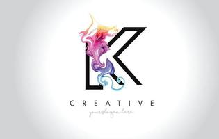 K Vibrant Creative Leter Logo Design with Colorful Smoke Ink Flowing Vector. vector