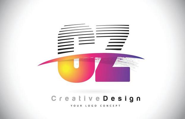 CZ C Z Letter Logo Design With Creative Lines and Swosh in Purple Brush Color.