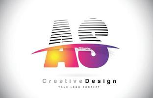 AS A S Letter Logo Design With Creative Lines and Swosh in Purple Brush Color. vector