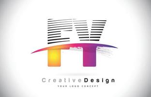 FY F Y Letter Logo Design With Creative Lines and Swosh in Purple Brush Color. vector