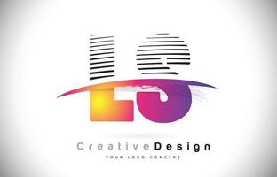 Diseño de logotipo de letra ls ls con líneas creativas y swosh en color de pincel morado. vector