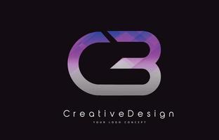 Diseño de logotipo letra cb. Logotipo de vector de letras modernas icono creativo textura púrpura.