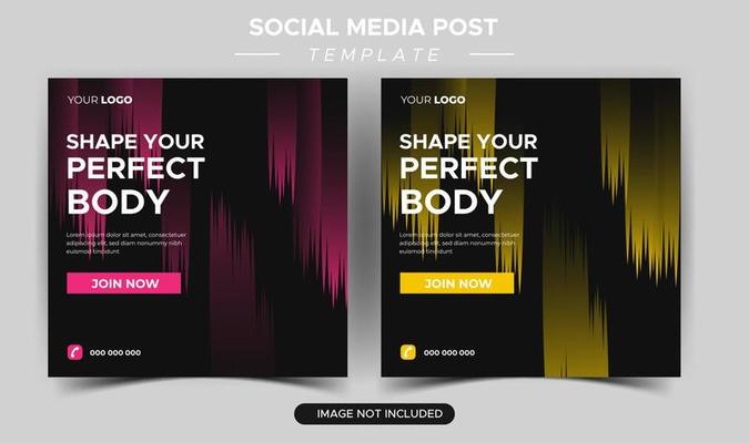 fitness gym social media post and web banner design