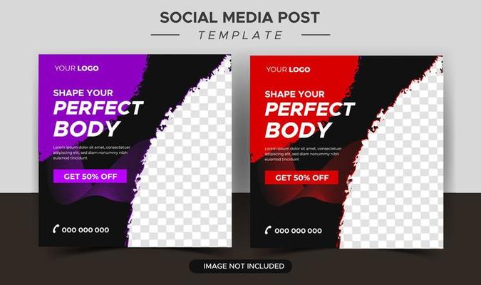 fitness gym social media post and web banner design