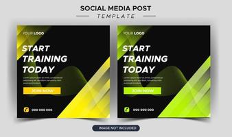 fitness gym social media post and web banner design vector