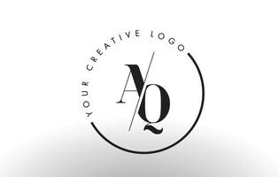 Diseño de logotipo de letra serif aq con corte intersectado creativo. vector