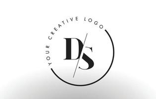 Diseño de logotipo de letra ds serif con corte cruzado creativo. vector