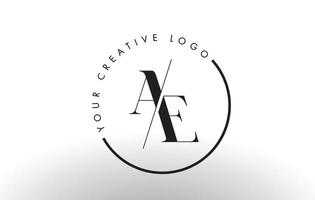 AE Serif Letter Logo Design with Creative Intersected Cut. vector