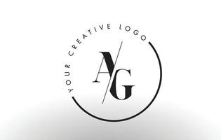 AG Serif Letter Logo Design with Creative Intersected Cut. vector