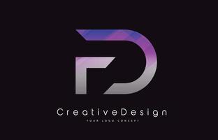 FD Letter Logo Design. Purple Texture Creative Icon Modern Letters Vector Logo.