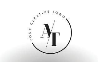 AT Serif Letter Logo Design with Creative Intersected Cut. vector