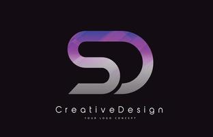 Diseño de logotipo de letra sd. Logotipo de vector de letras modernas icono creativo textura púrpura.