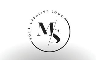 Diseño de logotipo de letra ms serif con corte cruzado creativo. vector