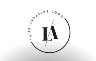 LA Serif Letter Logo Design with Creative Intersected Cut. vector