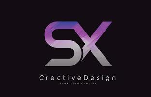 SX Letter Logo Design. Purple Texture Creative Icon Modern Letters Vector Logo.