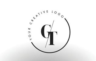 Diseño de logotipo de letra gt serif con corte cruzado creativo. vector