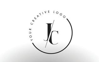 Diseño de logotipo de letra jc serif con corte cruzado creativo. vector